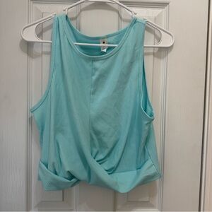 Yogalicious Blue Sleeveless Crop Tank Top with Tie Front